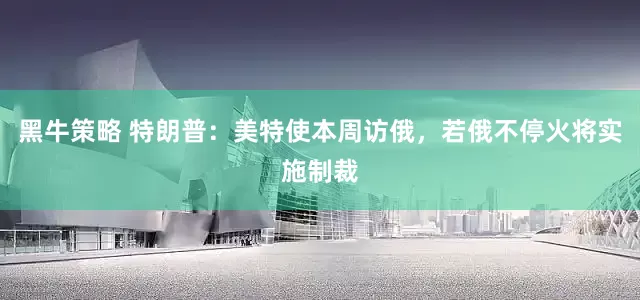 黑牛策略 特朗普：美特使本周访俄，若俄不停火将实施制裁