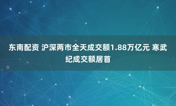 东南配资 沪深两市全天成交额1.88万亿元 寒武纪成交额居首