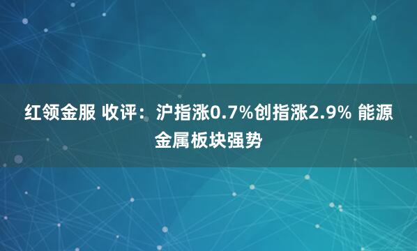 红领金服 收评：沪指涨0.7%创指涨2.9% 能源金属板块强势